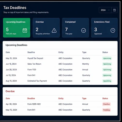 Accounting & Audit — Accounting Tax Deadlines