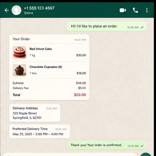 Bakeries & Sweets — Bakeries Whatsapp Checkout