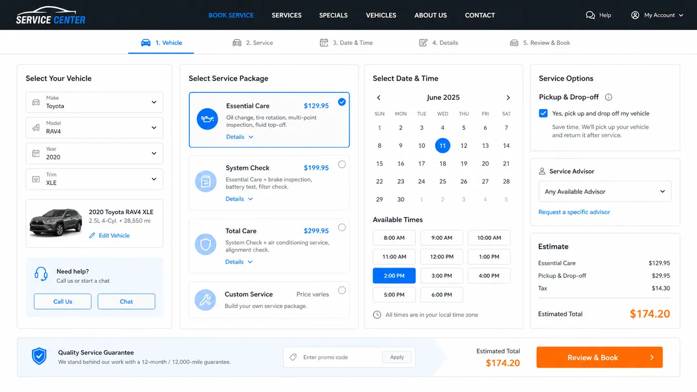 خدمات وصيانة السيارات — Car Service Booking