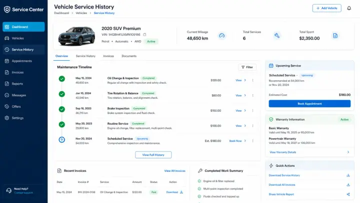 Websites — Car Service History