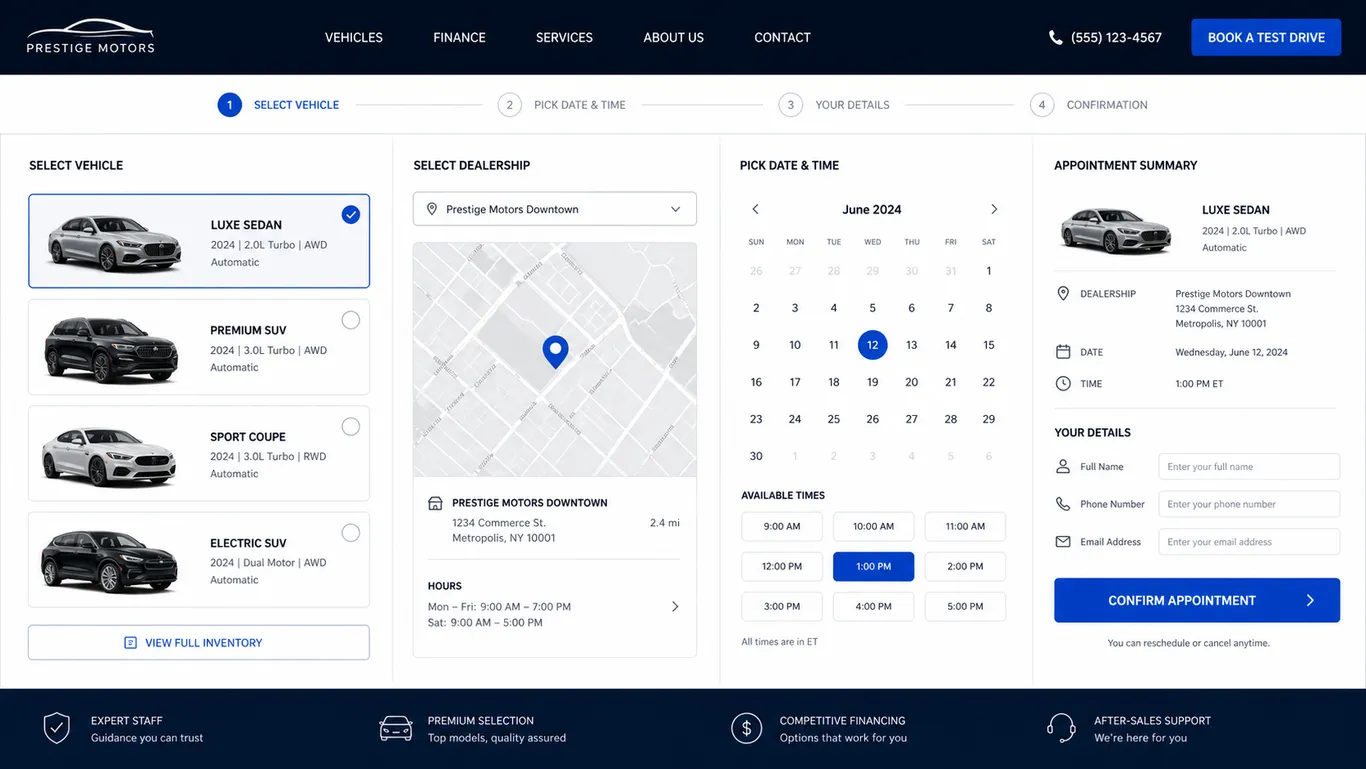معارض السيارات — Car Test Drive Booking