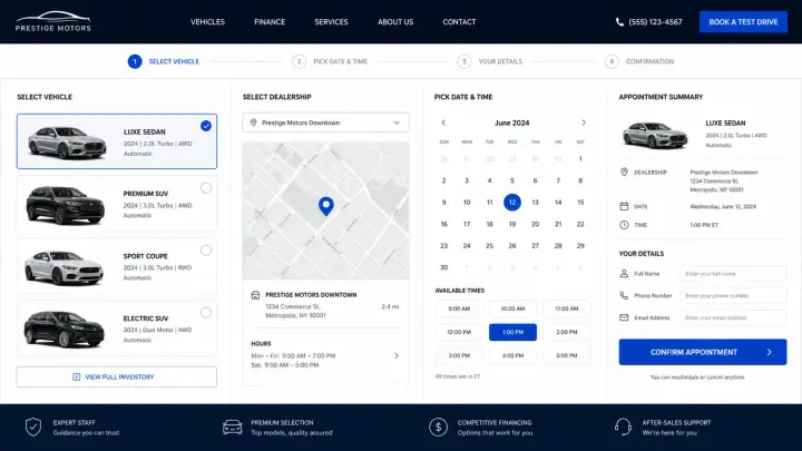 Car Dealerships — Car Test Drive Booking