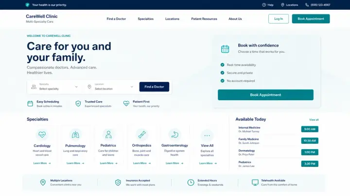 Clinics & Healthcare — Clinic Patient Booking