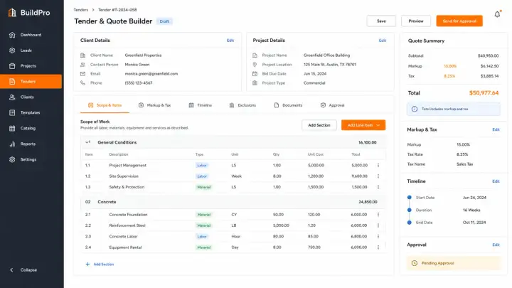 Construction & Contracting — Construction Quote Builder