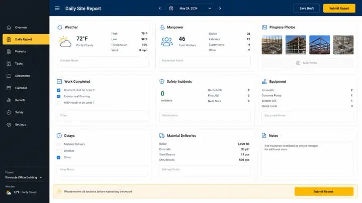 Construction & Contracting — Construction Site Reports