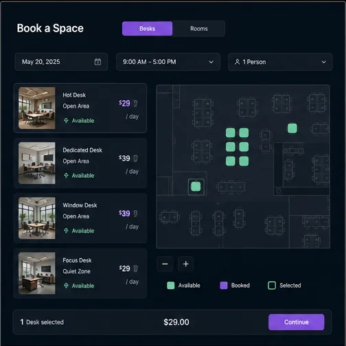 Coworking Spaces — Coworking Space Booking