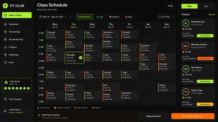 Gym Class Booking