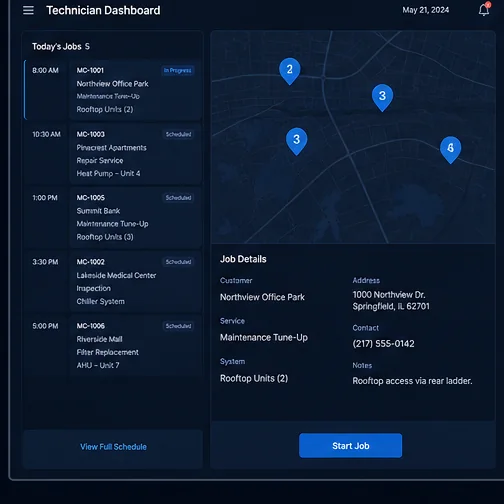 HVAC & Air Conditioning — HVAC Technician Dashboard