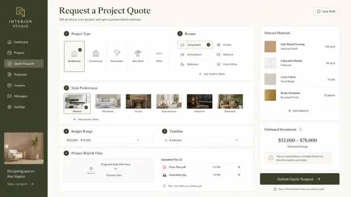 Interior Design & Finishing — Interior Quote Request
