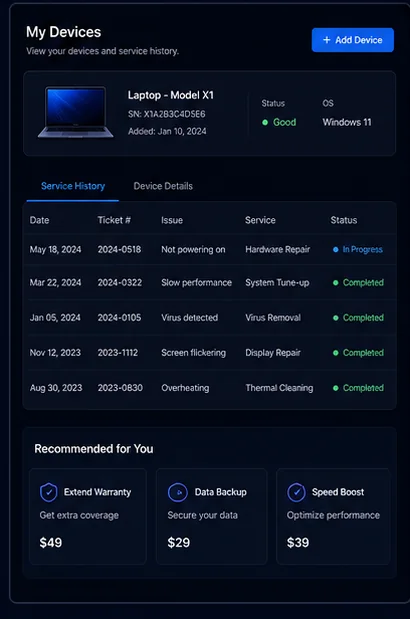 Itrepair Service History