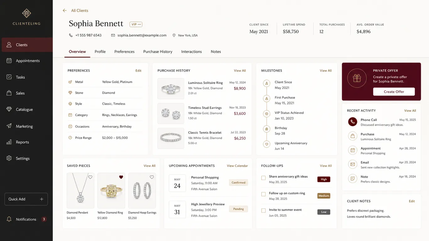 المجوهرات والذهب — Jewel Clienteling