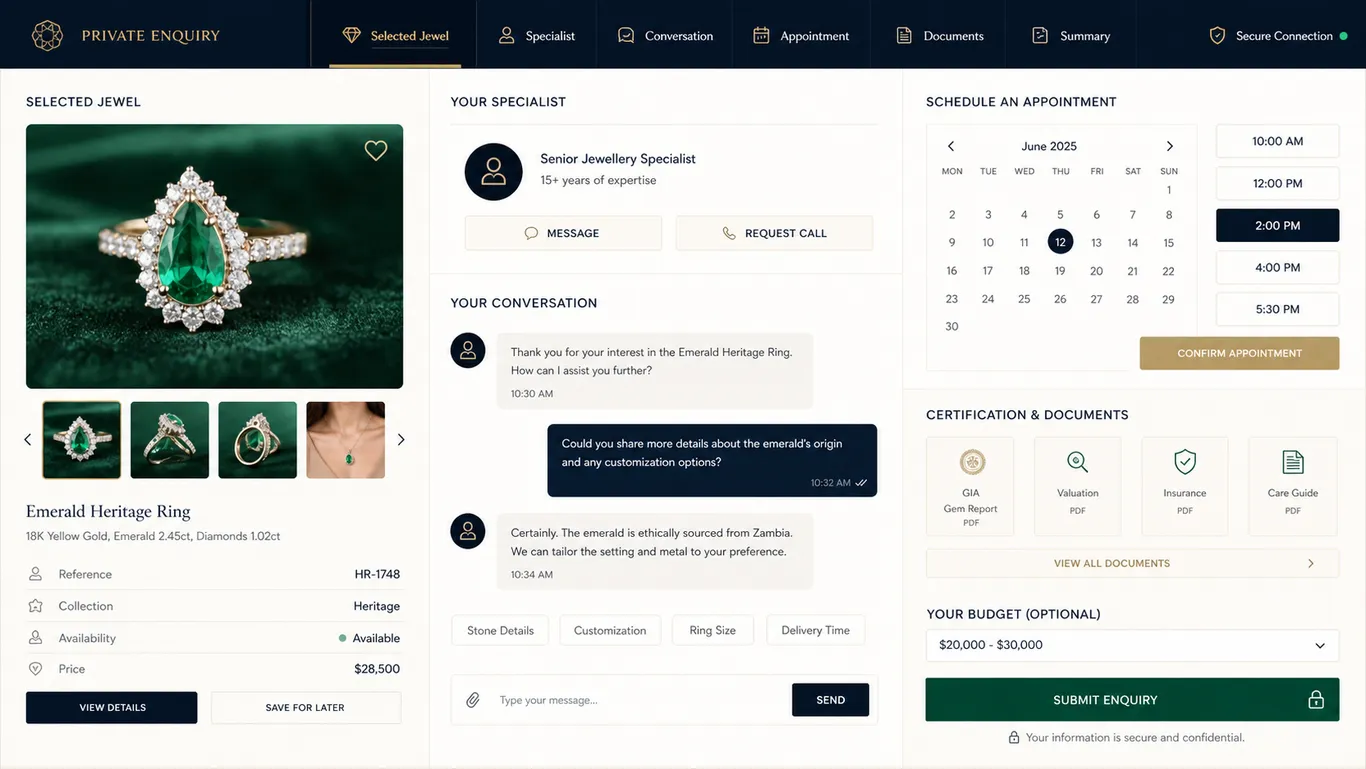 المجوهرات والذهب — Jewel Secure Enquiry