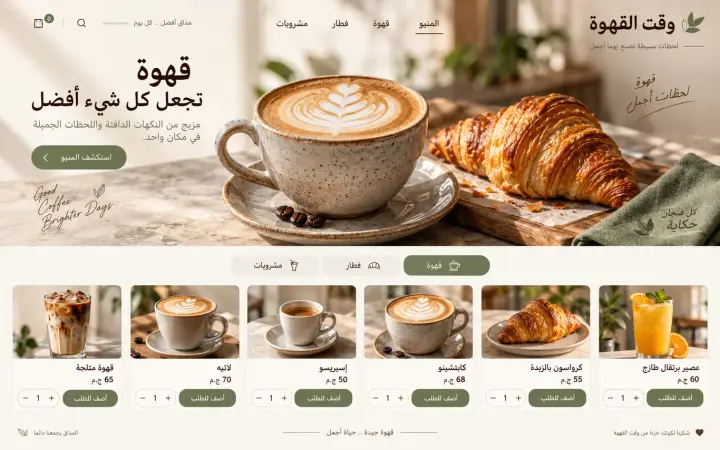 Cafe menu — calm and elegant