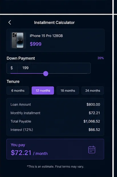 Mobile Phone Shops — Mobileshops Installment Calculator