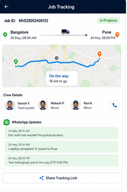 Moving & Relocation — Moving Job Tracking