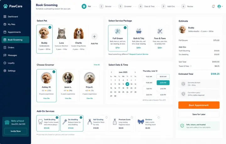 Pet Shops & Clinics — Pet Grooming Booking