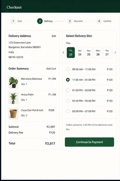 Plant Nurseries — Plants Delivery Checkout