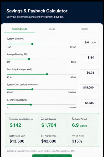 Solar Energy — Solar Savings Calculator