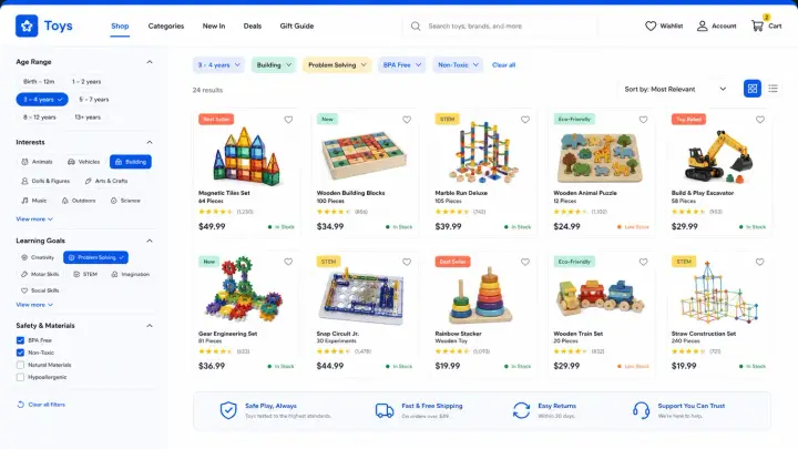 Toys & Kids — Toy Age Filters