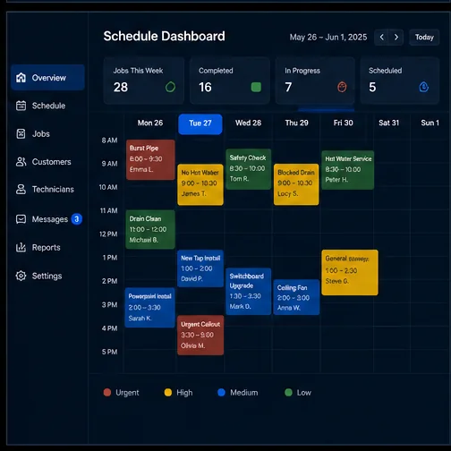 Plumbing & Electrical — Trades Schedule Dashboard