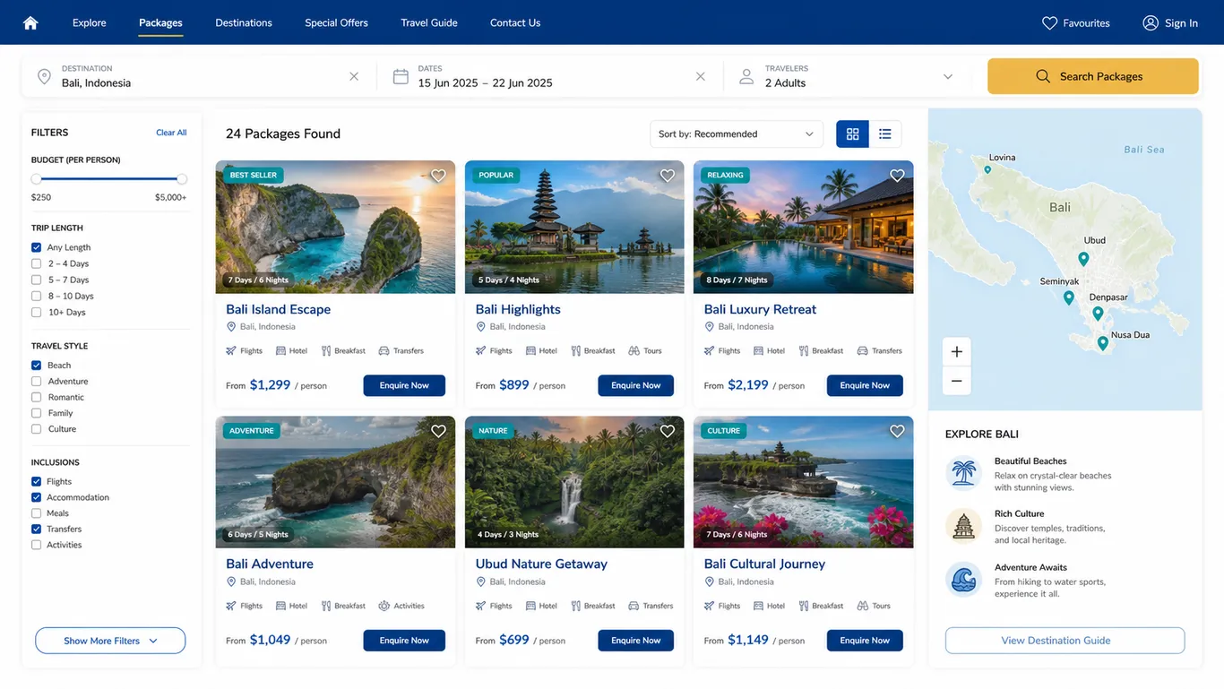 Travel & Tourism — Travel Package Browser